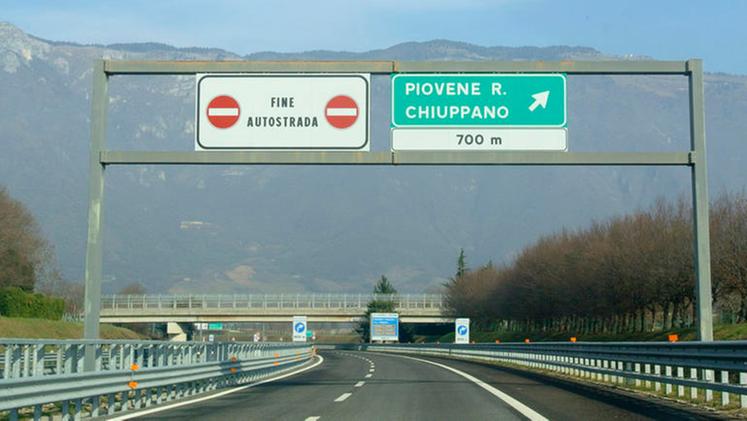 L'autostrada A31 Valdastico nel tratto nord termina a Piovene Rocchette (Foto Archivio)