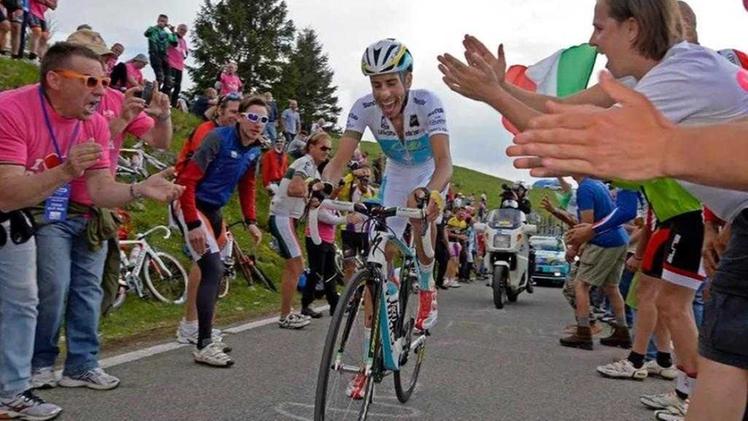 Nel 2014 Fabio Aru nella cronoscalata Bassano-Monte Grappa al Giro d'Italia