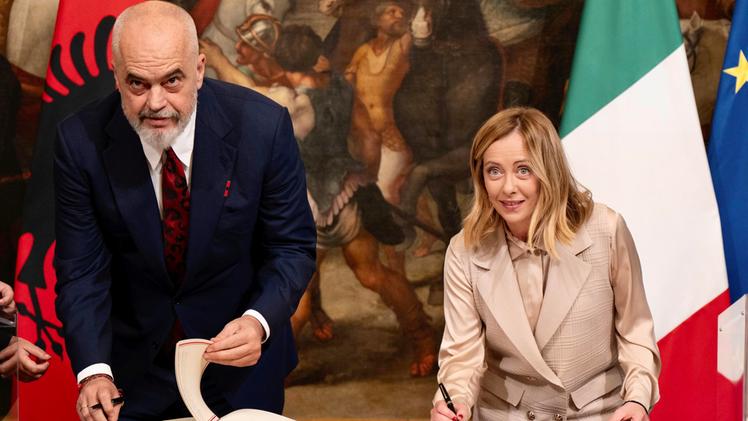 I capi di governo di Albania e Italia, Edi Rama e Giorgia Meloni