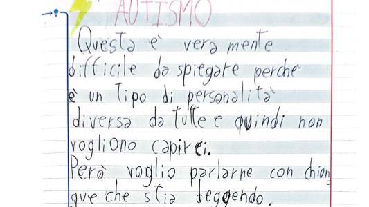 L'inizio del testo scritto dal bimbo di 8 anni di Villafranca