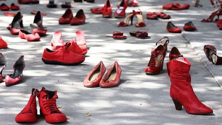 Red shoes Symbol of the fight against violence towards women