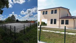 Oggi (a sinistra) e com'era (a destra): della villetta costruita in strada Ospedaletto 148 P è rimasta solo la rete di recinzione