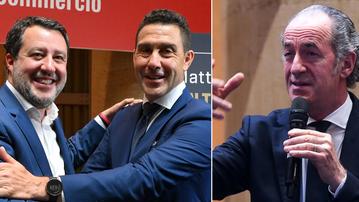 A sinistra Salvini e Vannacci; a destra il governatore Zaia