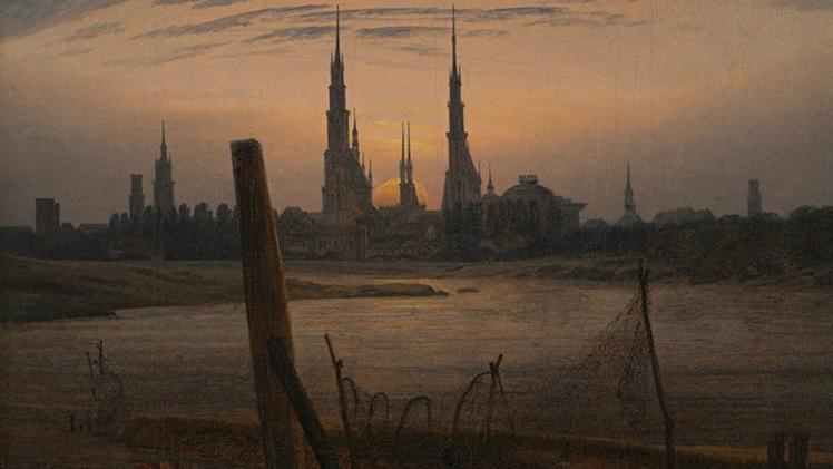 "Città al chiaro di luna" (1817) di Caspar David Friedrich (un particolare)