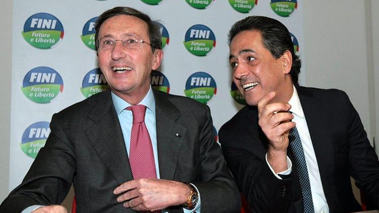Gianfranco Fini, leader di Futuro e libert&#224;, con il deputato vicentino Giorgio Conte.  COLORFOTO ARTIGIANA