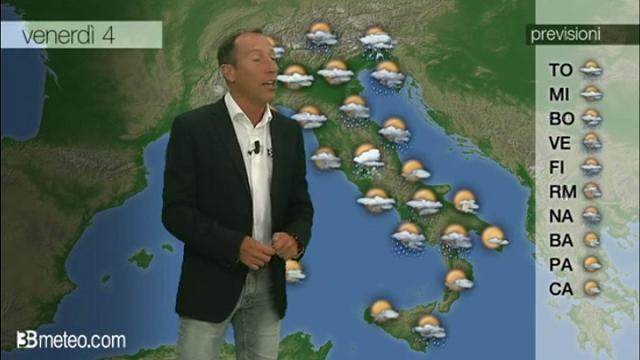 Il tempo in Italia nelle prossime ore (3B Meteo)