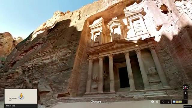 Mappati oltre 30 siti storici e archeologici giordani, fra cui l'antica città di Petra. Le immagini sono state scattate dal 'trekker', lo zaino speciale impiegato per i luoghi inaccessibili