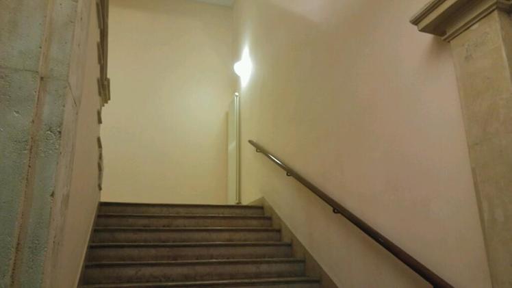 La scalinata d'accesso a sala Soster. ZILLIKEN