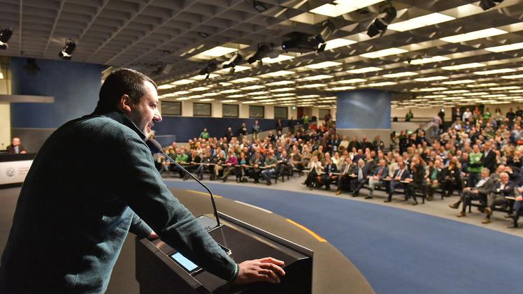 Matteo Salvini, leader federale della Lega nord, al congresso veneto. FOTOSERVIZIO MARCHIORI