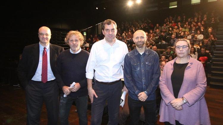 Da sinistra: Ario Gervasutti, Renzo Rosso, Mario Calabresi, Stefano Rosso e Pierangela Fiorani. STUDIOSTELLA