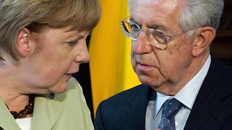 La cancelliera tedesca Merkel e il premier Monti: oggi si incontrano