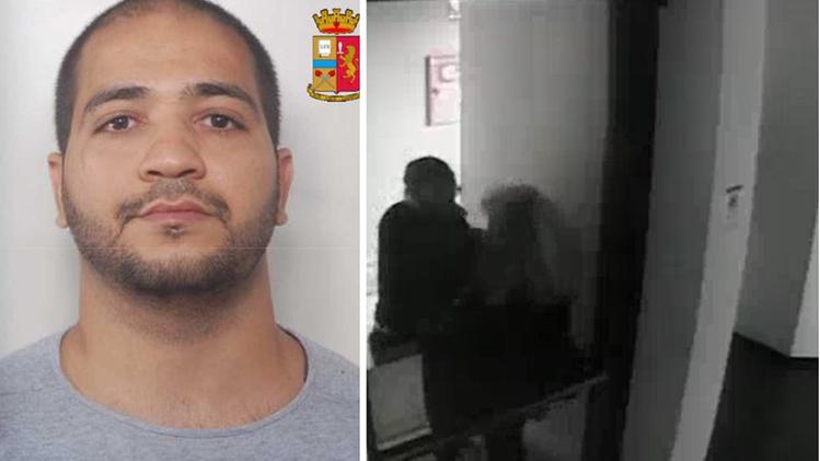L'arrestato Mahmoud Jebali e un frame del video della rapina