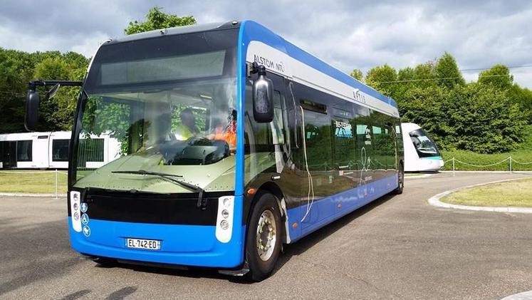 Uno dei bus elettrici che l’assessore alla mobilità Antonio Dalla Pozza è andato a testare a Strasburgo