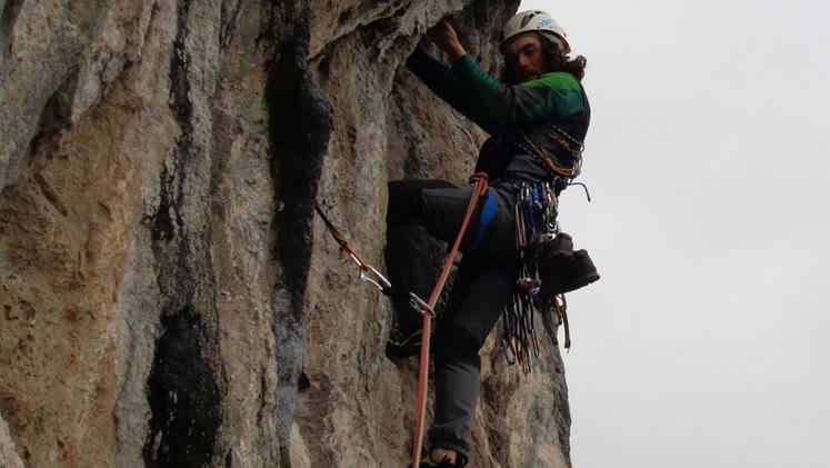 Massimo Vanin impegnato in una scalata