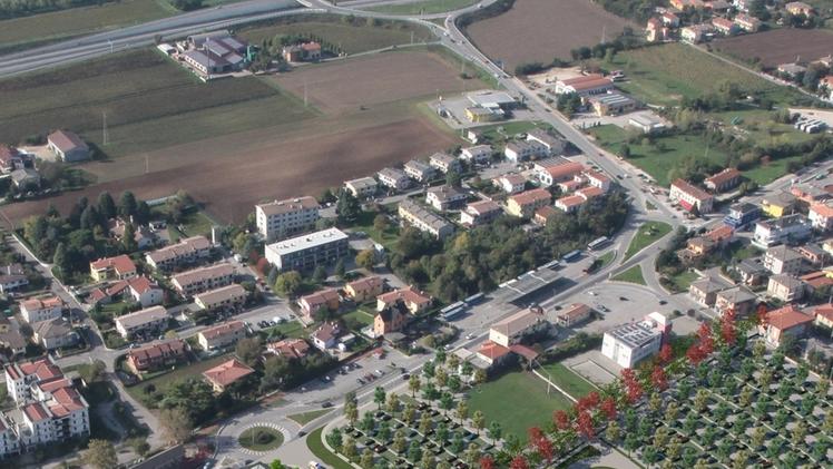Una prospettiva aerea dell’ospedale in costruzione a Montecchio