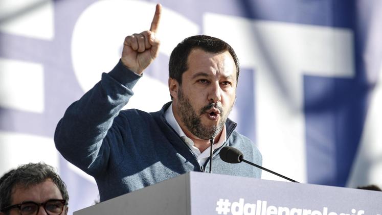 Matteo Salvini alla manifestazione di ieri a Roma