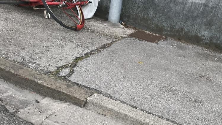 La rotatoria di via Vicenza dove la giornalista è caduta in bici procurandosi una botta in testaCarla Urban dopo il volo in biciLa bici nel tratto della caduta