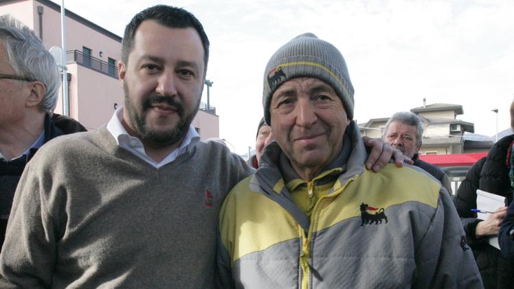 Graziano Stacchio con Matteo Salvini nel febbraio del 2015. ARCHIVIO
