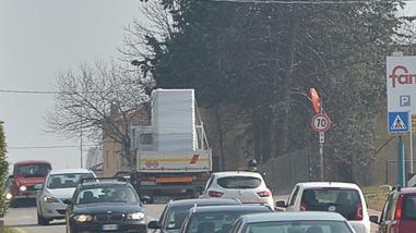 Un punto della trafficata strada di collegamento Arzignano-Chiampo