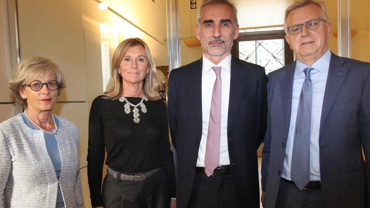 Gabriella Centomo, Roberta Albiero, il prof. Andrea Giovanardi e Adriano Marchetto presidente di “Economia, moneta e società”