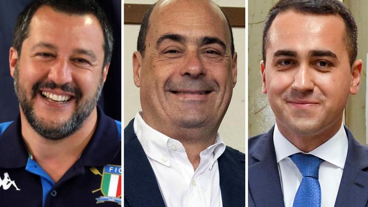 Salvini (Lega), Zingaretti (Pd) e Di Maio (M5s)