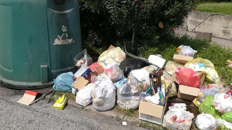 Parte dei rifiuti abbandonati in via Cesare Battisti ad Arzignano