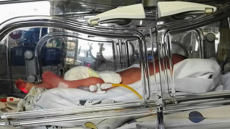 Un neonato ricoverato in ospedale