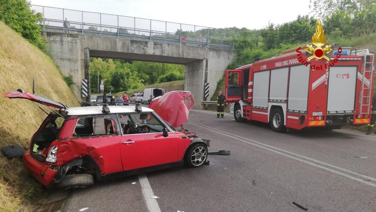 L'auto coinvolta nell'incidente in via Europa Unita