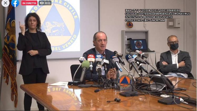 La conferenza stampa del governatore Luca Zaia