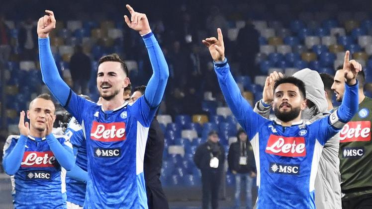 I calciatori del Napoli, il 17 giugno scorso, festeggiano la Coppa Italia