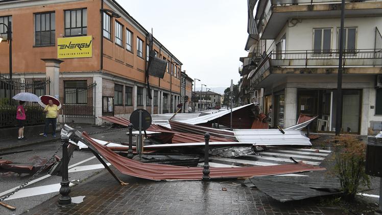 Una delle zone centrali di Arzignano colpite dal maltempo. TROGU