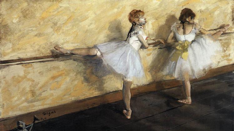 Due ballerine che si esercitano alla sbarra, Edgar Degas, 1882