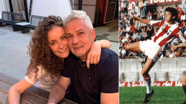Roberto Baggio con la maglia del Vicenza e, a sinistra, con la figlia Valentina (foto Instagram @v_baggio)