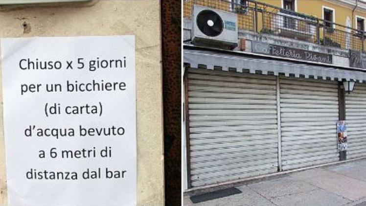 La protesta del barista della caffetteria Pisani di piazza Garibaldi a Lonigo, che ha già riaperto