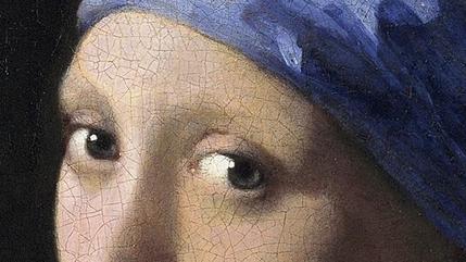 Vermeer, un dettaglio del dipinto "La ragazza con il turbante", noto anche come "La ragazza con l'orecchino di perla"