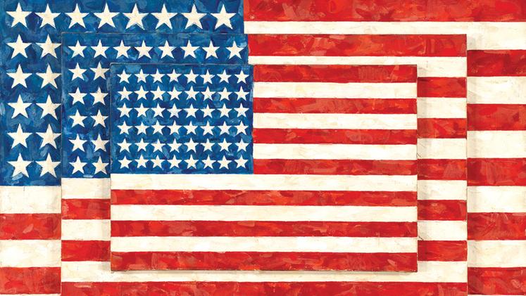 Jasper Johns, "Tre bandiere"