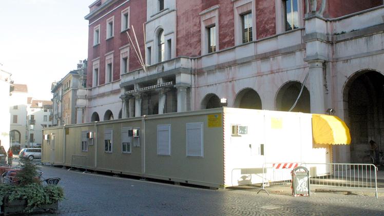 Il container provvisorio installato in contra’ Garibaldi