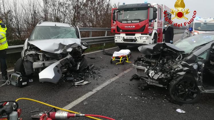 Le due auto coinvolte nell'incidente a Barbano di Grisignano di Zocco
