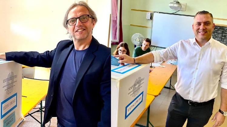 Giampi Michelusi e Manuel Benetti ai seggi a Thiene. (Foto Stella-Ciscato)