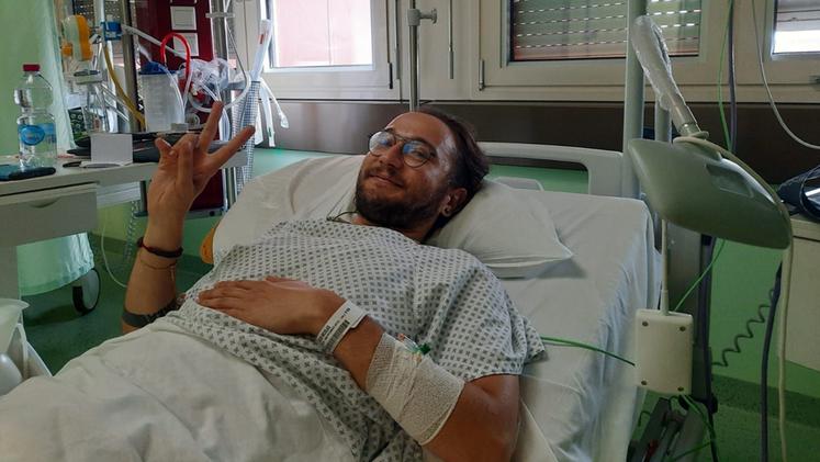 Nicholas D’Amanzio nel letto dell’ospedale San Bassiano